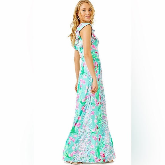 NWT Lilly Pulitzer Cristal Maxi Dress in  "Aqua Al Fresco" - Picture 3 of 8
